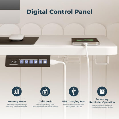 Standing Desk, Large 71x31 Inches Height Adjustable Stand Up Desk with Cable Management, Home Office Computer Desk with Memory Preset with Charging USB Port & Sedentary Reminder