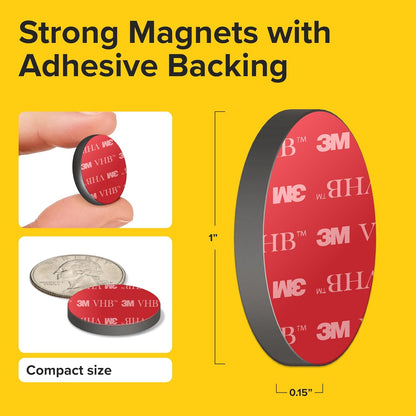Adhesive Strong Magnets Heavy Duty (100 pcs 1x0.15) - Round Magnet - Strong Sticky Magnets with Adhesive Backing - Ceramic Magnet, Ferrite Ideal for for Industrial Use