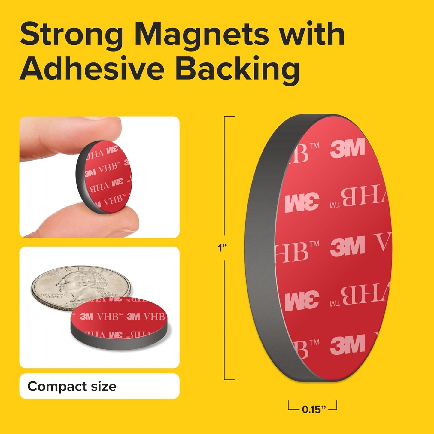 Adhesive Strong Magnets Heavy Duty (18 pcs 1x0.15) - Round Magnet - Strong Sticky Magnets with Adhesive Backing - Ceramic Magnet, Ferrite Ideal for for Industrial Use