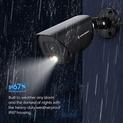 Amcrest 5MP IP PoE AI Camera w/ 49ft Color Night Vision, Security Outdoor Bullet Camera, Built-in Microphone, Human & Vehicle Detection, Active Deterrent, 129° FOV, 5MP@20fps IP5M-B1276EB-AI (Black)