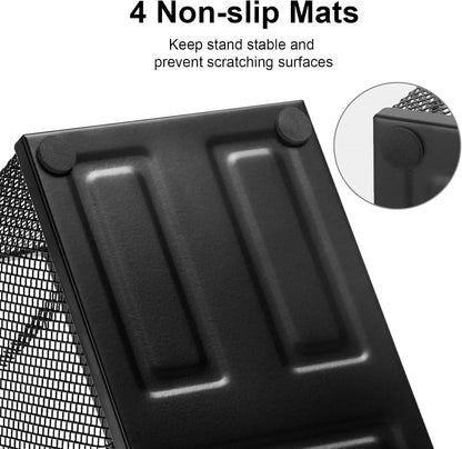 Comix Mesh Pen Pencil Holder Desk Organizer, 3 Compartment Wire Desktop Pen Pencil Cup Caddy Office Supplies Desk Accessories for Home Office School, Black