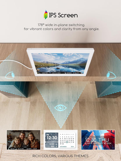 Raynic Digital Wall Clock, 10.1 Inch Large Display Digital Calendar Clock with 12 Themes, 20 Alarms, 20 Reminders, Auto Dimming,12/24 Hours, Temperature, Humidity for Seniors, Desk, Wall Mounted