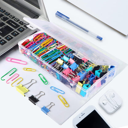 Paper Clips Binder Clips, 400 Pcs Colored Office Clips Set, Assorted Sizes Colored Paper Clips and Binder Clips Set Great for Document Organizing