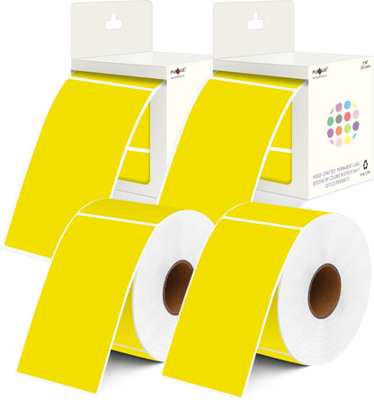 PARLAIM 3x5 inch Rectangle Color Code Stickers, 1000PCS 4 Rolls Square Adhesive Inventory Label, Yellow