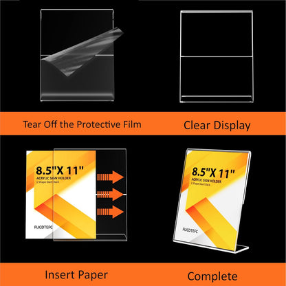 Acrylic Sign Holder 8.5x11 Inches 18 Pack, L Shape Clear Plastic Display Stand, Table Sign Holder Menu Flyer Paper Sign Holders 8.5x11 for Restaurants, School, Office, Store