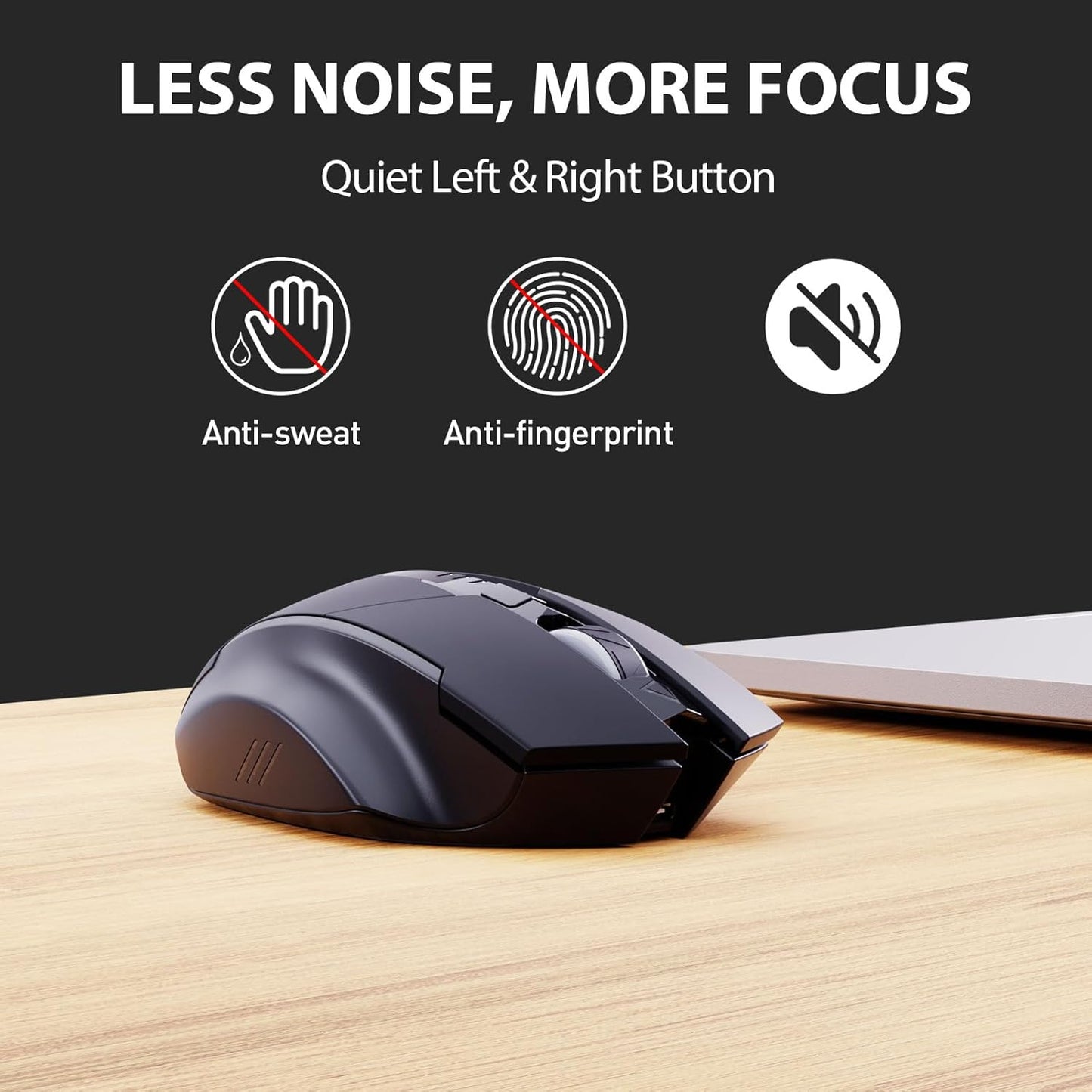INPHIC Wireless Mouse Rechargeable, Upgraded Visible Battery, 2400 DPI, Silent Ergonomic Computer Wireless Mouse for Laptop, Mac, PC etc.