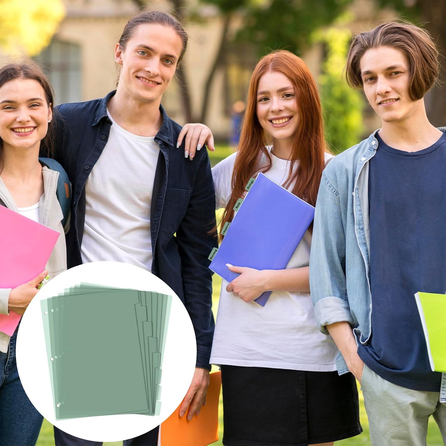 3 Ring Dark Green Binder Dividers with 8-Tabs, A4 Binder Dividers, Sturdy Plastic Divider, Suitable for Notebooks and Binders, Tabs for Binder, 3 Hole Punch (Dark Green, A4)