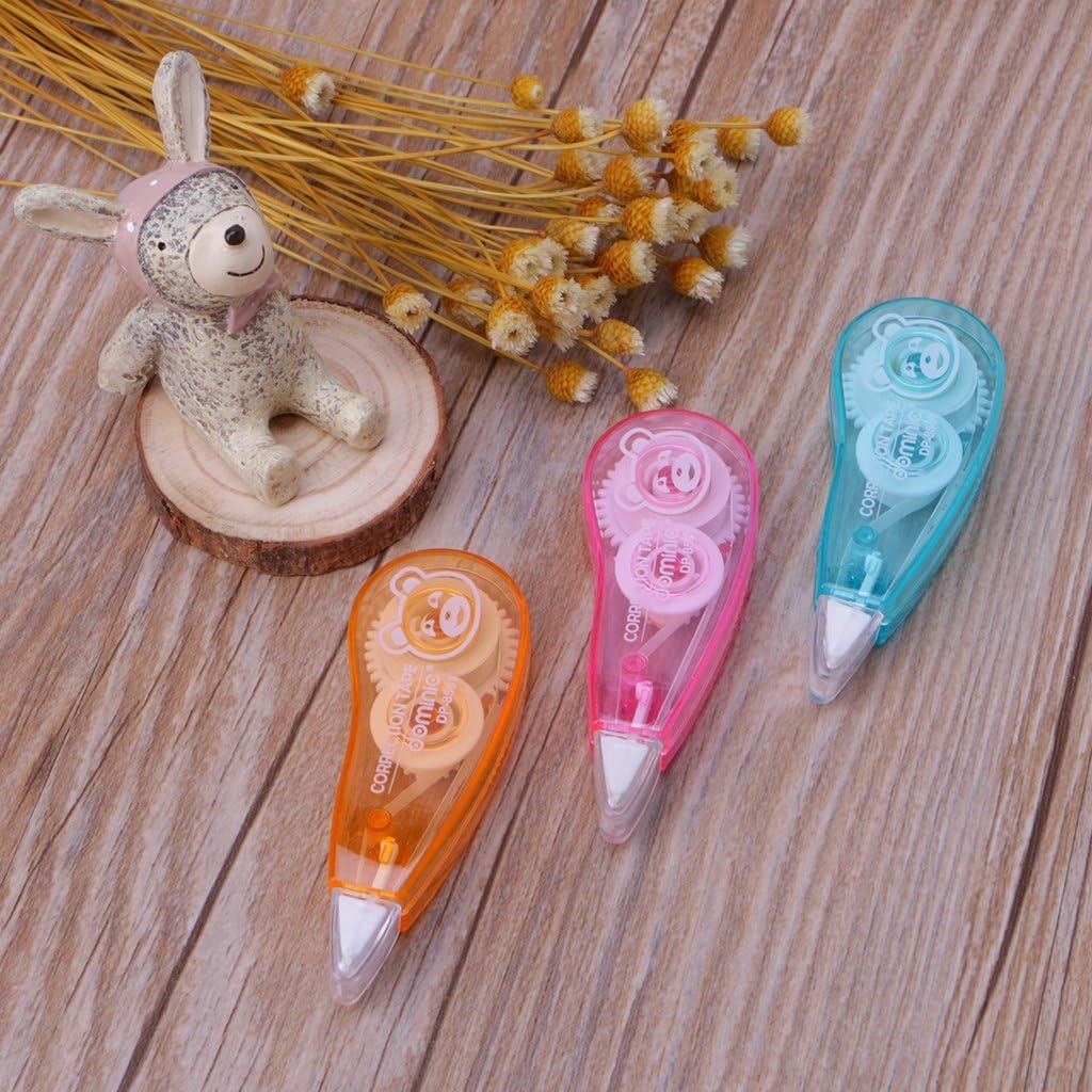 3Pcs Random Color Premium White Correction Tapes, Tear Resistant, Clear, Easy Office Supply Stationery, Correction Tape
