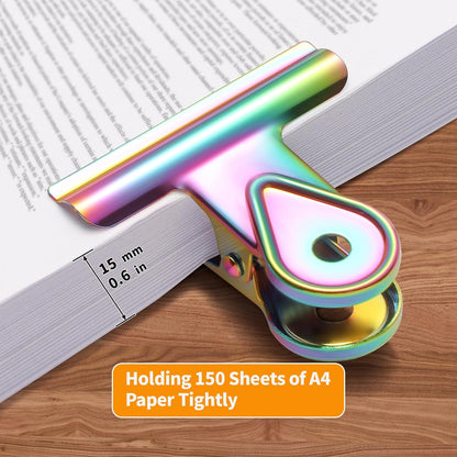 SIAMESE Bulldog Clips, 8 Pcs Binder Clips for Office & Kitchen, Multi-Purpose Binder and Food Bag Clamps for Sealing, Storage, Hanging (Rainbow Colors)