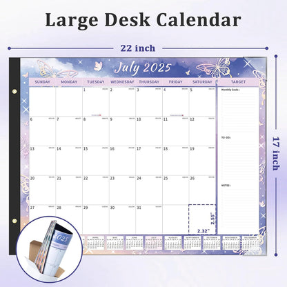 Ospelelf Desk Calendar 2025-2026 Large 22"x17" Monthly Family Planner Pad with Protective Cover 18 Months July 2025 to December 2026 Diversified