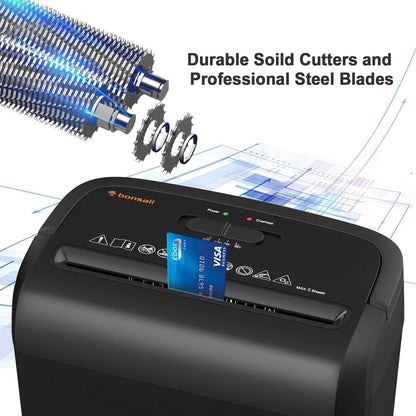 Bonsaii 6-Sheet Micro-Cut Shredder, P-4 High Security, Shreds Credit Cards/Staples/Clips, 3.4 Gal Transparent Window Bin, Black