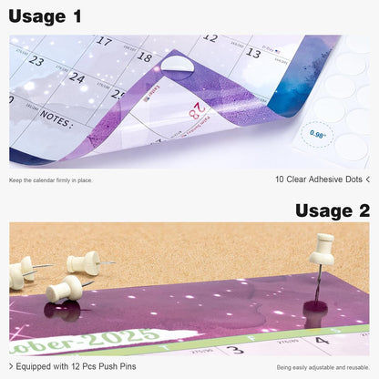 Ospelelf Wall Calendar 2025-2026, Large Dry Erase Calendars 32'' x 48'', Yearly Laminated Calendar Monthly Family Calendar for Office, Use July 2025 - June 2027 (Starry Sky)