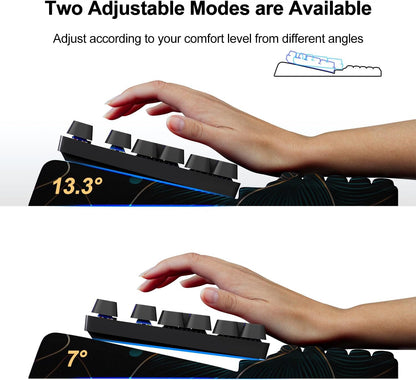 Computer Keyboard Stand with Wrist Rest,Comfy Ergonomic Tilted Keyboard Holder,Keyboard Tray Support for Office Home (Green Flowers)