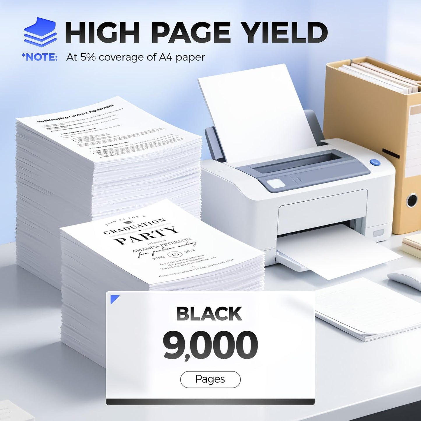 X264H11G Toner Cartridge Black 1-Pack High Yield with Chip Replacement for Lexmark X264 X264A11G X264H11G Toner Compatible with Lexmark X264dn X363dn X364dn X364dw X363 Series Printers (9,000 Pages)