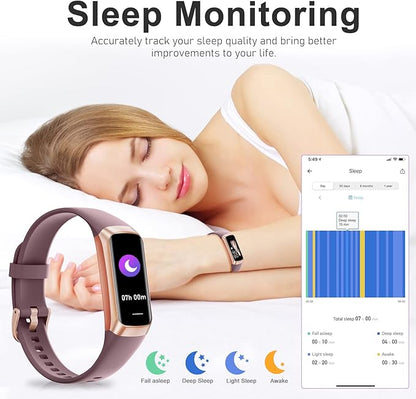 Fitness Tracker with 24/7 Heart Rate, Blood Oxygen Blood Pressure Sleep Monitor, Activity Trackers 5 ATM Waterproof,Step Calorie Counter Pedometer Health Smart Watch for Women Men Bordeaux