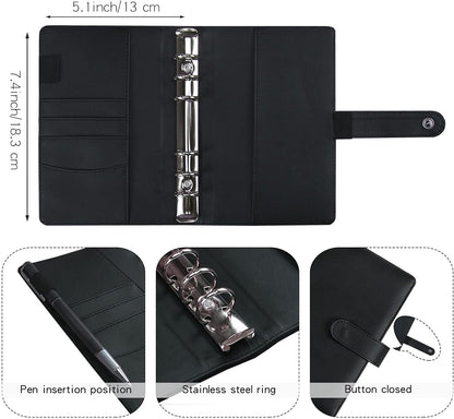 Money Saving Binder, Savings Challenges Book with for Cash Envelopes, 12pcs Zipper Envelopes A6 Budget Binder, Budget Planner for Managing Budgets and Saving Money (Black-7.4IN)