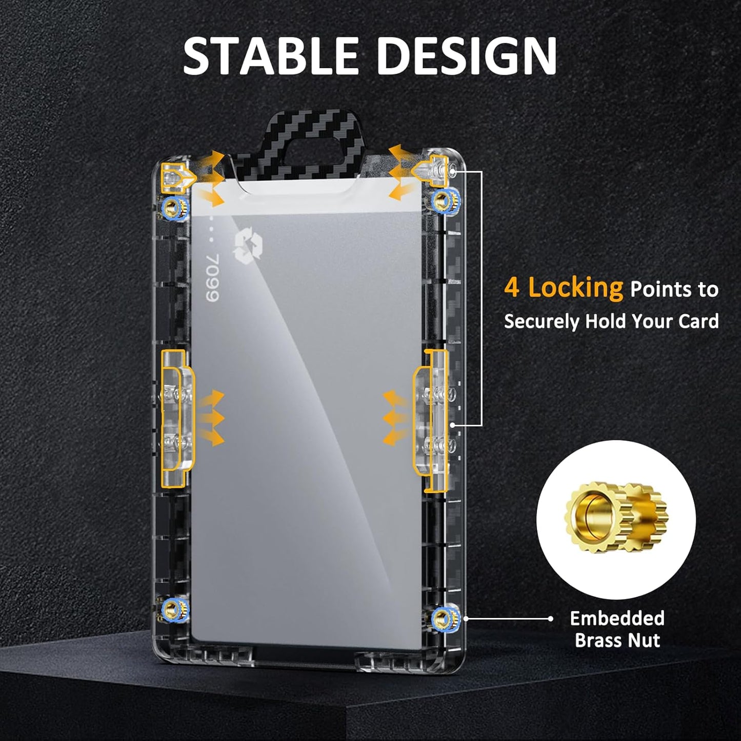 MNGARISTA Retractable Badge Holder, Heavy Duty Badge Reel Keychain with Belt Clip, 3K Carbon Fiber ID Card Holder Lanyard with 32.28" Retractable Key Chain, Black