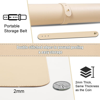 Large Desk Pad Mat 47.2" x 17", Office Desk Mat, Non-Slip PU Leather & Cork Desk Blotter for Keyboard and Mouse, Large Desk Mat, Large Mouse Pad for Office & Home(Apricot)
