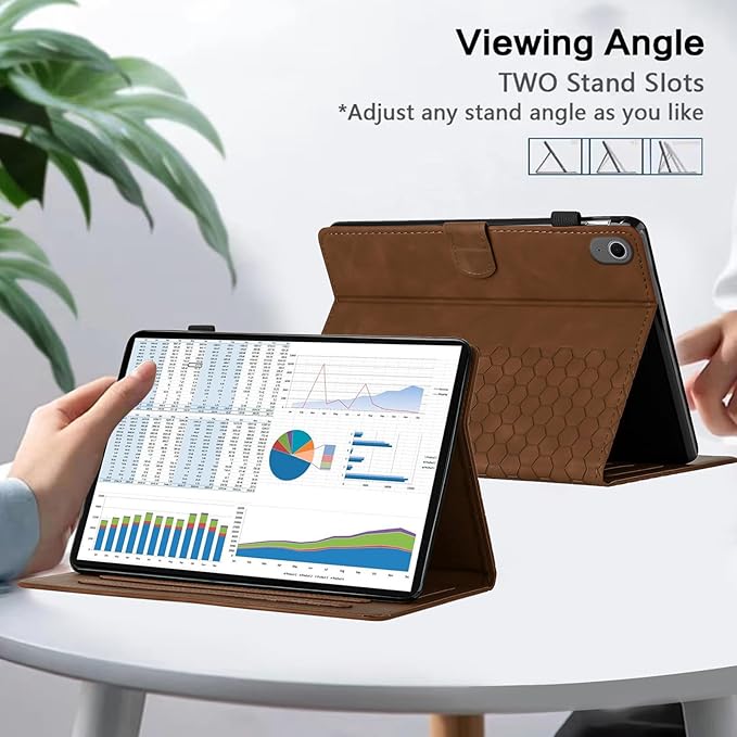 Case for Samsung Galaxy Tab S10 Lite/S10 Fe/S9 Fe 10.9" /S9 11" Tab Cases Multi-Angle Viewing Smart Stand with Pocket Auto Wake/Sleep PU Leather Tablet Flip Folio Cover Brown