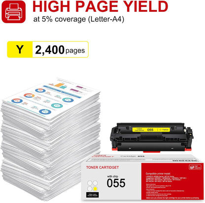 1 Pack 055 3013C001 Yellow Toner Cartridge: Compatible CRG-055 Replacement for Canon i-SENSYS LBP660 MF740 Series ImageClass LBP664Cdw LBP664Cx MF740C MF741Cdw MF743Cdw MF746Cdw MF740 Series Printer