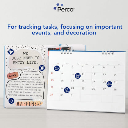 Perco Dark Blue 1-Inch Round Circle Dot Sticker Labels with Easy Peel Perforation - 1,000 Labels per Roll - Strong Adhesion, Vibrant Colors for Organizing, Crafting & More - Made in USA