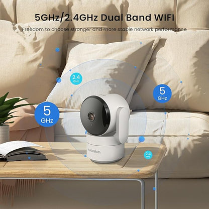 Pet Camera, Baby Camera, 2K 360° Home Security Camera, Night Vision, 2-Way Audio, AI Motion Detection, Works with Alexa & Google Assistant, Support 2.4GHz & 5GHz WiFi