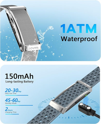 Smart Bracelet for Men Women, Health Activity Fitness Trackers, 24/7 Continuous Heart Rate/Blood Pressure/HRV/Stress Monitor, 24H Sleep Tracker, 170+ Sports Modes Smart Wristband with 2 Bands Free APP