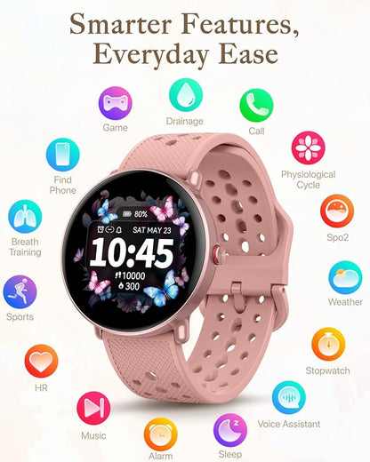 Smart Watch for Women Men, for Android iOS with Sleep & Calorie Monitor, Pedometer Fitness Tracker, Bluetooth Call, IP68 Waterproof, 112+ Sport Modes Round Face Smartwatch (Casual, Pink, 1.39)