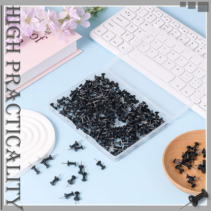 220 Count Black Push Pins Standard Plastic Head Steel Point Thumb Tacks for Cork Board Wall Hanging