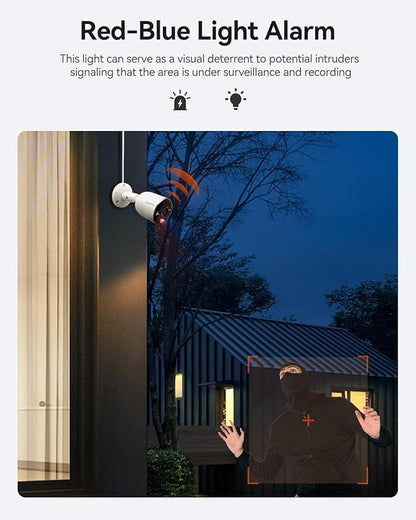 LongPlus 8MP 4K UHD Poe Wired Security Camera Outdoor for Security Cameras System, Cameras for Outdoor Home Security Spot Lights Color Night Vision, Strobe Light Alarm & Sound LPCP8B1