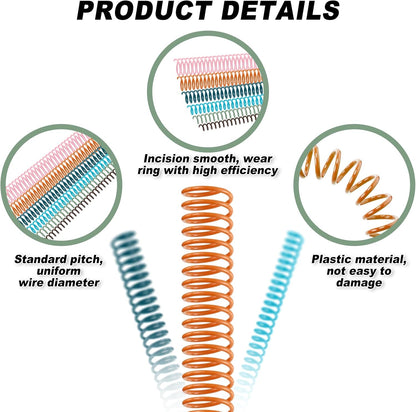 Leinuosen 120 Pack Plastic Spiral Binding Coils Kit Spirals Multi Size Coils for Binding Binder Combs Spines(1/4 5/16 3/8 1/2 5/8 3/4 Inch,Pastel Color)