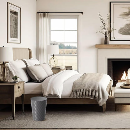 Bathroom Trash Can, 3 Pack 1.8 Gallons Small Trash Can with Trash Bags, Bathroom Garbage Can, Plastic Trash Bin, Round Waste Basket for Bath，Bedroom, Office, Kitchen, Room, Compact Space (Grey)