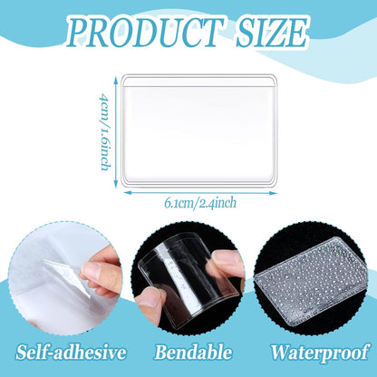 Jeyiour 100 Pcs Label Holders Adhesive Nameplate Pockets Storage Bin Labels Index Card Holder Shelf Plastic Peel Stick for Classroom Supermarket Bookshelf Library Student Box Drawer (2.4 x 1.6 Inch)