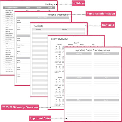 Daily & Monthly Planner for 2025 2026 or Anytime - ADHD Planner Two Pages Per Day, Daily Planner Undated to Increase Focus, Eliminate Overwhelm, Achieve Your Biggest Goals, 8.5'' × 11'', Pink