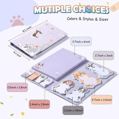 Hommie Cute Sticky Notes, Dog Sticky Notes Set Planner Dividers Self-Stick Notes Pads Animal Divider Tabs Bundle Writing Memo for Dog Lovers Home Office School Supplies