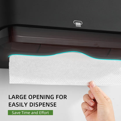 Wall Mount Paper Towel Dispensers, Multifold Paper Towel Dispenser with Smart Lock, Adhesive No Drilling Install, Hand Towel Holder for Home Bathroom,Restroom, Office (Black)