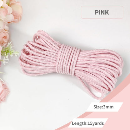 3mm Pink Elastic Cord 45ft - 1/8 inch Strong No-Slip Bungee String for Crafts, DIY Projects, Kayak Tie Downs, Camping Gear, Sports Gear, DIY Crafts, Hair Bands, Apparel Making & Shoe Laces