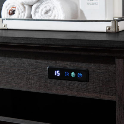 OLD CAPTAIN Double Tilt Out Trash Cabinet, Wooden Kitchen Garbage Can Free Standing Holder (Dark Brown+Black Top Panel)…