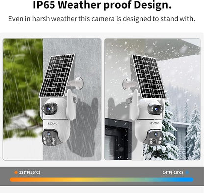 Solar Security Cameras Outdoor Wireless,Cameras for Home Security with Dual Lens,360° View Pan/Tilt,Color Night Vision,2-Way Audio,SD/Cloud Storage,2.4GHz WiFi(2 Pack)