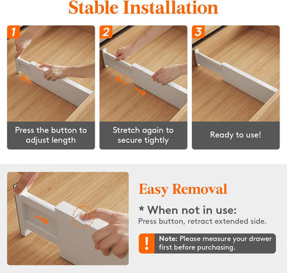 Lifewit 12 Pack Drawer Dividers Plastic 4" High, 13.5-22" Adjustable Drawer Organizers for Clothes, Expandable Dresser Separators in Bedroom/Bathroom/Kitchen/Fridge/Office Organization and Storage
