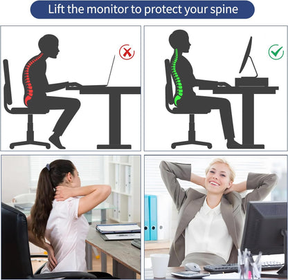 AUPSEN Computer Monitor Stands Riser，2-Tier Desk Organizers and Accessories, Office Desk Accessories Organizer with Drawers and 2 Pen Holder for Office Supplies (Purple)