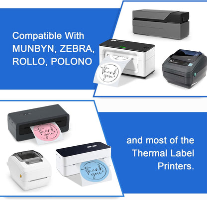 6 Rolls 2" Color Circle Direct Thermal Stickers Labels, Self-Adhesive Round Thermal Labels Printer Stickers for Business, DIY, Code, Name Tag, Envelope Seal