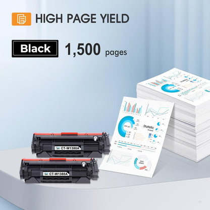 138A Black Laserjet Toner Cartridge 2-Pack Compatible Replacement for HP 138A 138X W1380A W1380X 3001dw Toner Cartridge for HP Laserjet Pro 3001dw 3001fdw MFP 3101fdw Printer Ink
