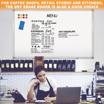 H-Qprobd Dry Erase Board for Wall 60"x40" Aluminum Presentation Magnetic Whiteboard with Long Pen Tray, Wall-Mounted White Board for School, Office and Home