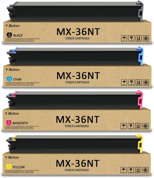 MX-36NT MX36NT MX36NTBA MX36NTCA MX36NTMA MX36NTYA High Capacity Toner Cartridge Compatible for Sharp MX-2610N 2615N 2640N 3110N 3115N 3140N 3610N 3640N 3648N Printer (4-Pack)