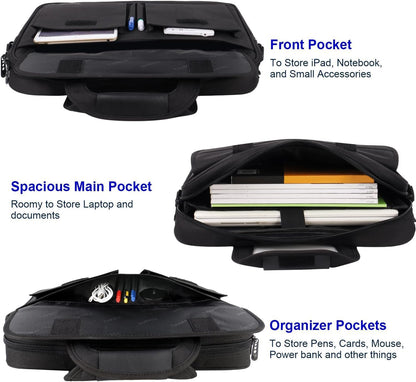 Taygeer 17 inch Laptop Bag, Professional Business Office Briefcase for Men Women, Premium Water Resistant Carry On Laptop Case Shoulder Messenger Bag Fits 15.6 17 Inch Notebook/Computer, Black