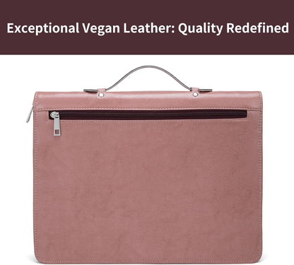Personalized Vegan Leather Portfolio with Hidden Handle, Zippered Front Pocket, 8.5 x 11 Notebook Holder, Custom Business Legal Padfolio Travel Folio for Women, Pink