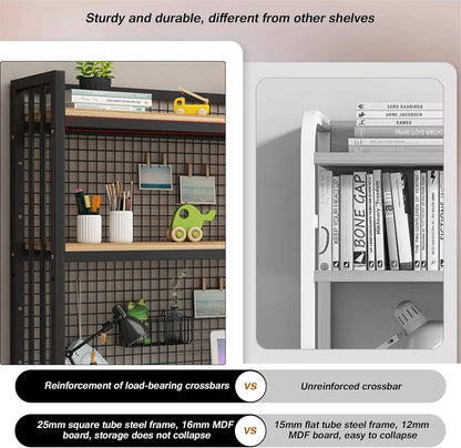 FPIGSHS Adjustable Desk Bookshelf Organizer Rack, Desktop Bookcase for Computer Desk，Office Supplies Organizers and Accessories Storage Display Shelf (E, 95cm)