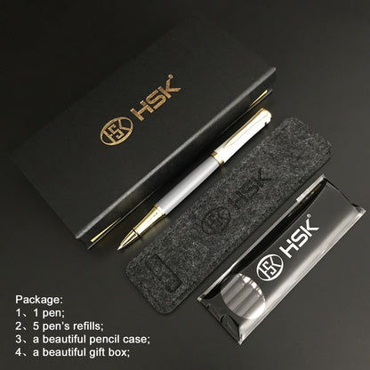 HSK Luxury Ballpoint Pens gift Pen Black Refill Line width 0.5mm,Best Ball Pen Gift Set for Men & Women Professional Executive,Office,Nice Pens Classy Gift Box (Grey)