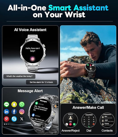 LIGE Smart Watch for Men Answer/Make Call for Android iOS, 1000mAh Battery/Flashlight, 1.85'' HD Military Smartwatch with 100+ Sports Modes, Heart Rate Sleep Monitor, IP68 Waterproof Fitness Tracker